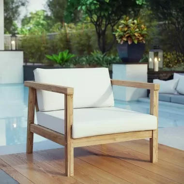 Modway Bayport Outdoor Patio Teak Armchair - Natural White - Lifestyle
