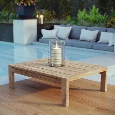 Modway Upland Outdoor Patio Wood Coffee Table - Natural - Lifestyle