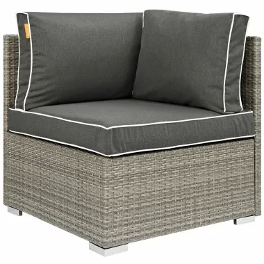 Modway Repose Outdoor Patio Corner in Light Gray Charcoal - Front Angle