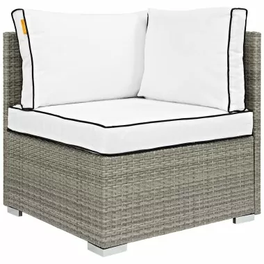 Modway Repose Outdoor Patio Corner - Light Gray White - Front Angle
