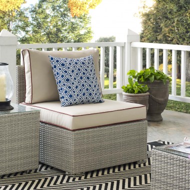 Modway Repose Outdoor Patio Armless Chair in Light Gray Beige - Lifestyle