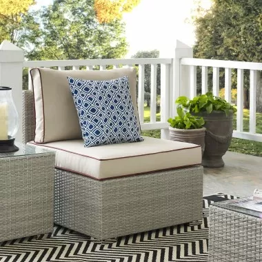 Modway Repose Outdoor Patio Armless Chair in Light Gray Beige - Lifestyle