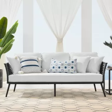 Modway Stance Outdoor Patio Aluminum Sofa - Gray White - Lifestyle