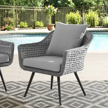 Modway Endeavor Outdoor Patio Wicker Rattan Armchair - Gray Gray - Lifestyle