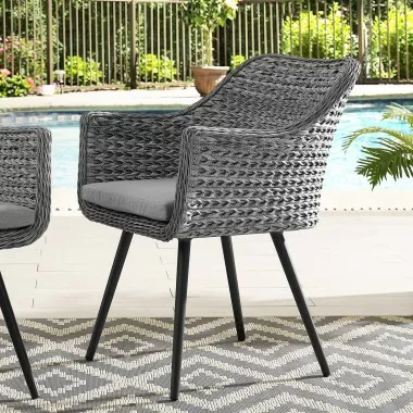 Modway Endeavor Outdoor Patio Wicker Rattan Dining Armchair - Gray Gray - Lifestyle