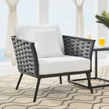 Modway Stance Outdoor Patio Aluminum Armchair in Gray White - Lifestyle