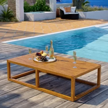 Modway Newbury Outdoor Patio Premium Grade A Teak Wood Coffee Table - Natural -  Lifestyle