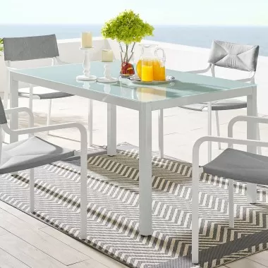 Modway Raleigh 59" Outdoor Patio Aluminum Dining Table - White - Lifestyle