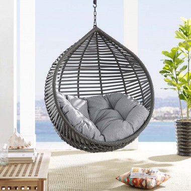 Modway Garner Teardrop Outdoor Patio Swing Chair Without Stand - Gray Gray - Lifestyle