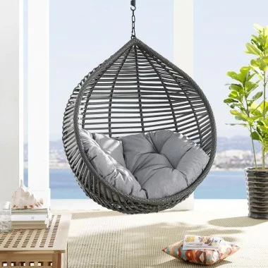 Modway Garner Teardrop Outdoor Patio Swing Chair Without Stand - Gray Gray - Lifestyle