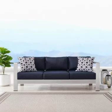 Modway Shore Outdoor Patio Aluminum Sofa - Lifestyle