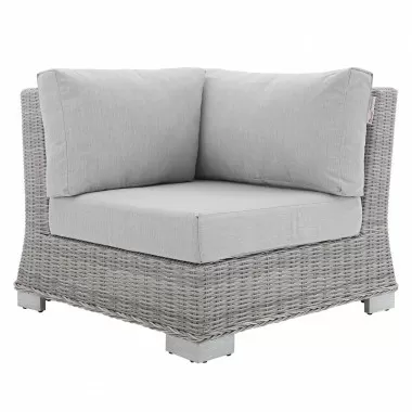 Modway Conway Sunbrella® Outdoor Patio Wicker Rattan Corner Chair - Light Gray Gray - Front Angle