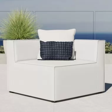Modway Saybrook Outdoor Patio Upholstered Sectional Sofa Corner Chair - White - Lifestyle