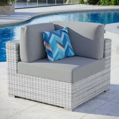 Modway Convene Outdoor Patio Corner Chair - Light Gray Gray - Lifestyle
