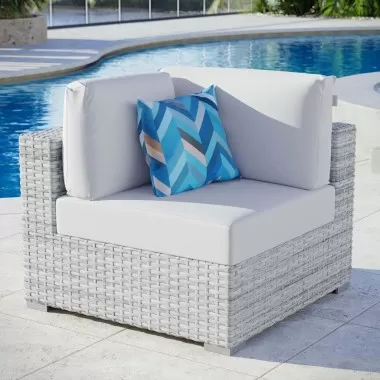 Modway Convene Outdoor Patio Corner Chair - Light Gray White - Lifestyle