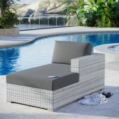 Modway Convene Outdoor Patio Right Chaise - Light Gray Charcoal - Lifestyle