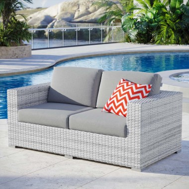 Modway Convene Outdoor Patio Loveseat in Light Gray Gray - Lifestyle