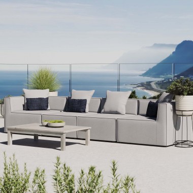 Modway Saybrook Outdoor Patio Upholstered 4-Piece Sectional Sofa - Gray - Lifestyle