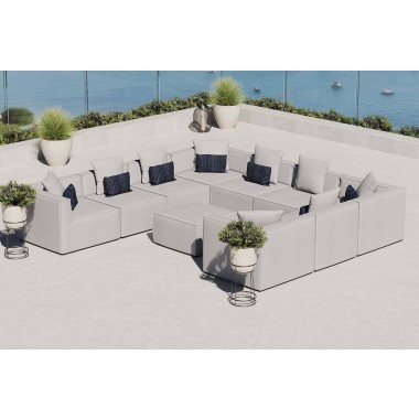 Modway Saybrook Outdoor Patio Upholstered 10-Piece Sectional Sofa - Gray - Lifestyle