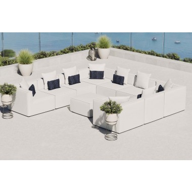 Modway Saybrook Outdoor Patio Upholstered 10-Piece Sectional Sofa - White - Lifestyle