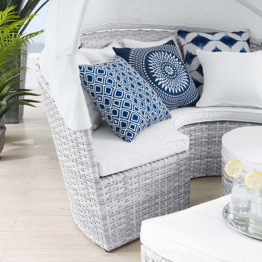 Modway Scottsdale Canopy Sunbrella® Outdoor Patio Daybed - Light Gray White - Lifestyle