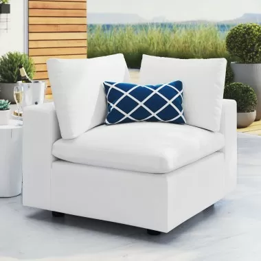 Modway Commix Sunbrella® Outdoor Patio Corner Chair in White - Lifestyle