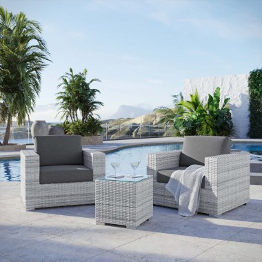 Modway Convene 3-Piece Outdoor Patio Set - Light Gray Charcoal - Lifestyle
