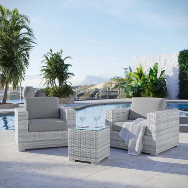 Modway Convene 3-Piece Outdoor Patio Set - Light Gray Gray - Lifestyle