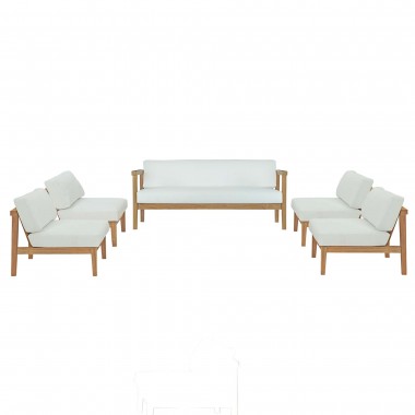 Modway Bayport 5 Piece Outdoor Patio Teak Set