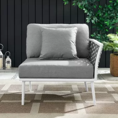 Modway Stance Outdoor Patio Aluminum Right-Facing Armchair - White Gray - Lifestyle