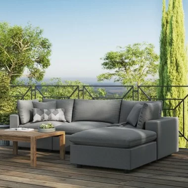 Modway Commix 4-Piece Outdoor Patio Sectional Sofa - Charcoal - Lifestyle