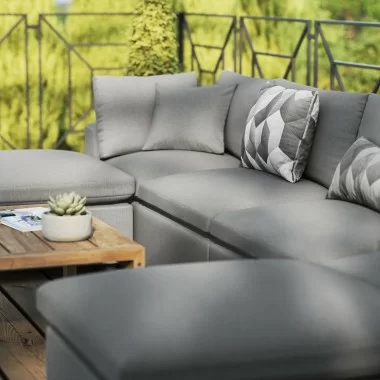 Modway Commix 6-Piece Outdoor Patio Sectional Sofa - Charcoal - Lifestyle