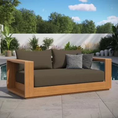 Modway Tahoe Acacia Wood Outdoor Patio Acacia Wood Loveseat
