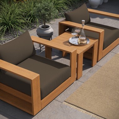 Modway Tahoe 3-Piece Outdoor Patio Acacia Wood Furniture Set