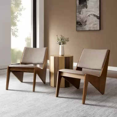 Modway Rylina Vegan Leather Accent Chairs Set