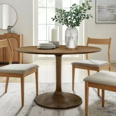 Modway Lippa 48" Round Solid Wood Dining Table Natural