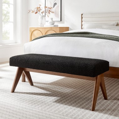 Modway Lyra 47" Boucle Upholstered Bench Black