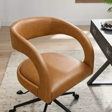 Modway Pinnacle Vegan Leather Office Chair Brown Top
