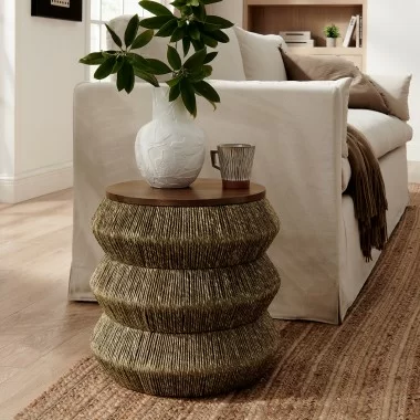 Modway Maris Seagrass and Wood End Table