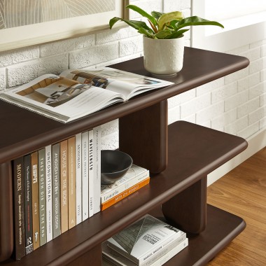 Modway Lyle Sculptural 2-Tier Bookshelf Walnut