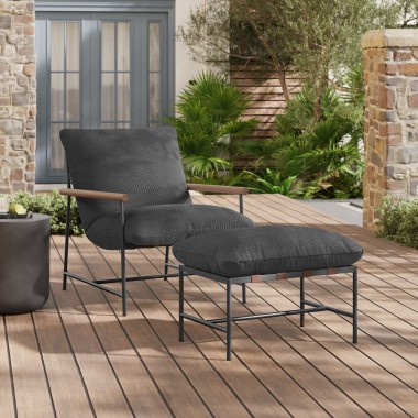 Modway Raya Outdoor Patio Boucle Lounge Chair and Ottoman