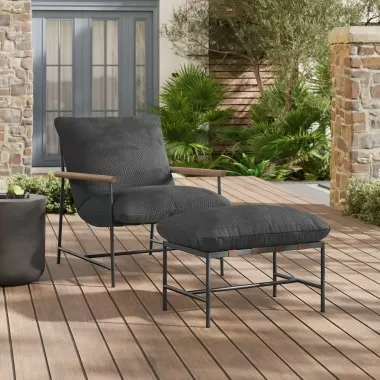Modway Raya Outdoor Patio Boucle Lounge Chair and Ottoman