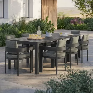 Modway Tahoe 9-Piece Outdoor Patio Aluminum Dining Set With Extendable Table 4