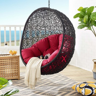 Modway Encase Swing Outdoor Patio Lounge Chair - Red - Lifestyle