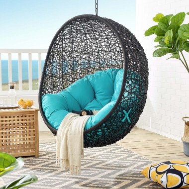 Modway Encase Swing Outdoor Patio Lounge Chair - Turquoise - Lifestyle