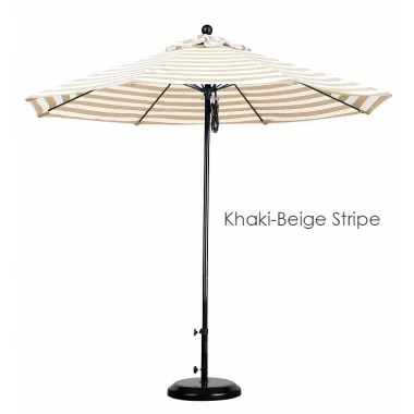 California Umbrella 9' Fiberglass Market Umbrella Pulley Open Black - Olefin