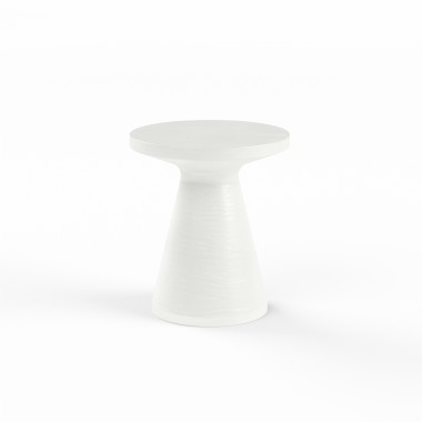 Sunset West GRC Round End Table, Bone - Front Angle