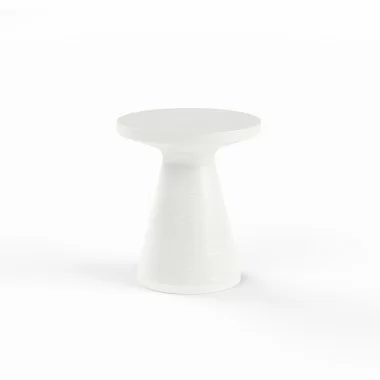 Sunset West GRC Round End Table, Bone - Front Angle