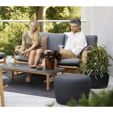 Cane-Line Endless Soft 2-Seater Sofa Incl. Grey Cane-Line Airtouch Cushion Set 