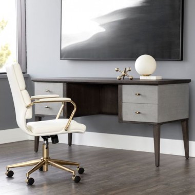 Sunpan Pattinson Desk Dark Brown-Grey Shagreen - Lifestyle